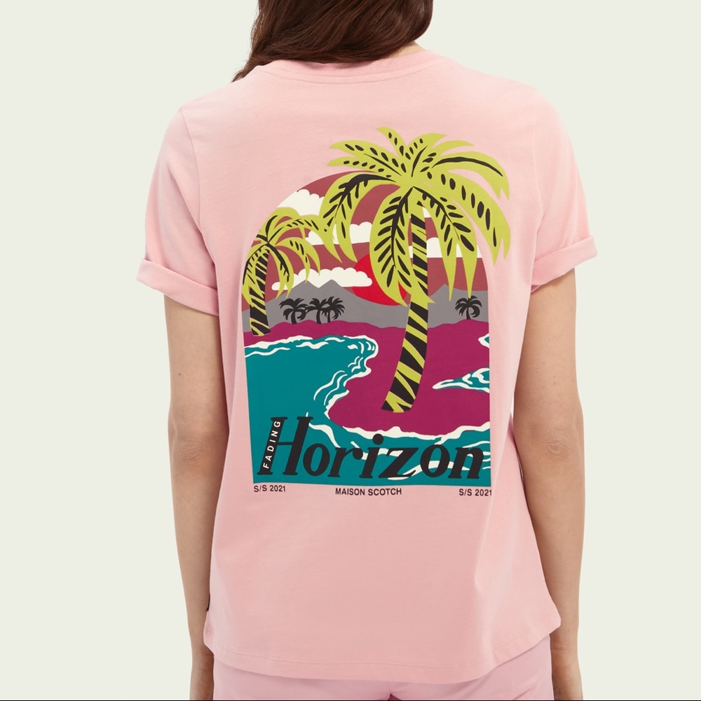 NEW Scotch & Soda Women’s Logo Pink T Shirt Sz XS